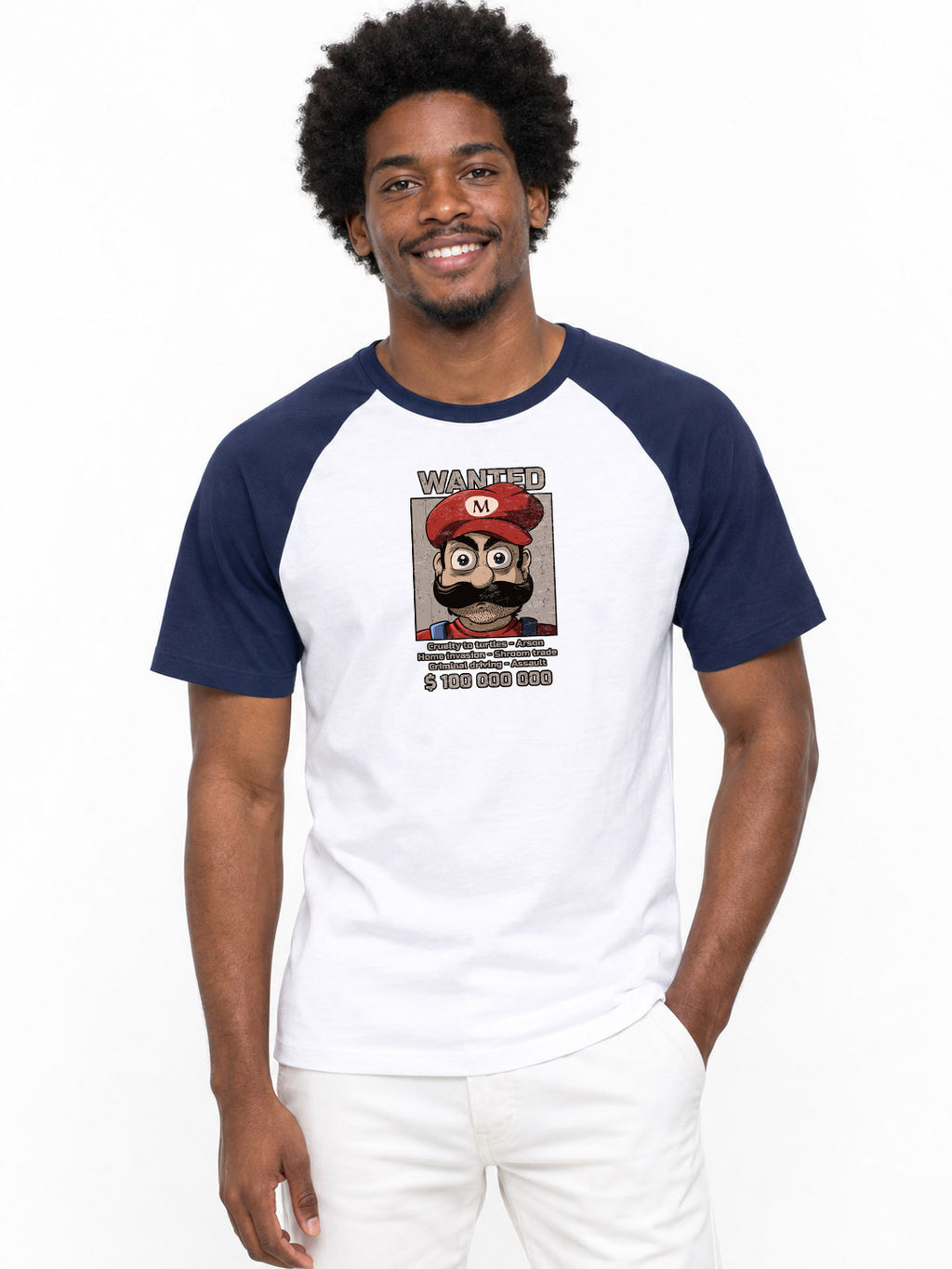 T-shirt baseball Fruit of the Loom Wanted Mario