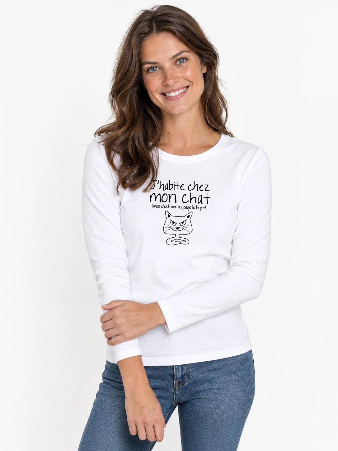 LSL Damen-T-Shirt „Ich wohne bei meiner Katze“
