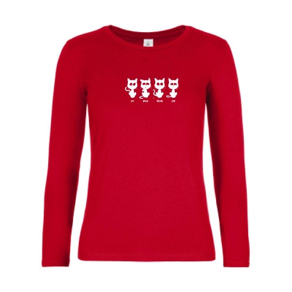 t-shirt lsl femme un-deux-trois-cat Red flex blanc