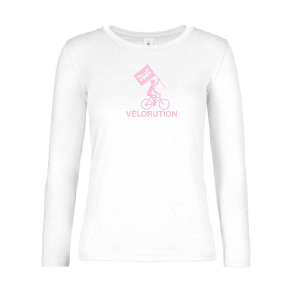 t-shirt lsl femme Velorution White flex Rose