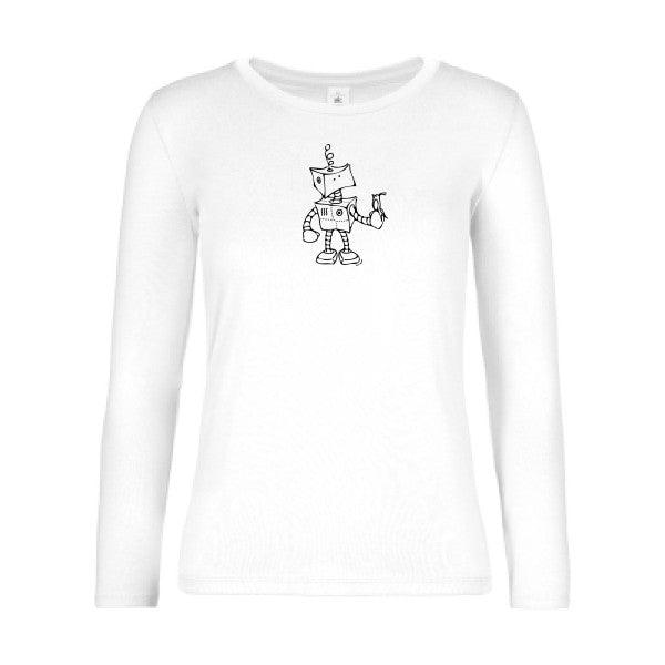 t-shirt lsl femme Robot-&-Bird White flex Noir