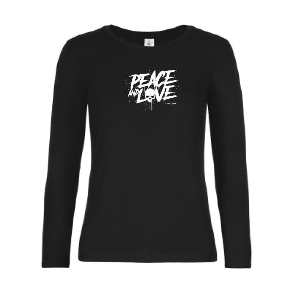 t-shirt lsl femme Peace-or-no-peace Black flex blanc