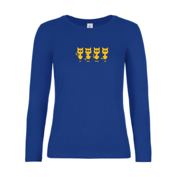 LSL Damen-T-Shirt ein zwei drei cat