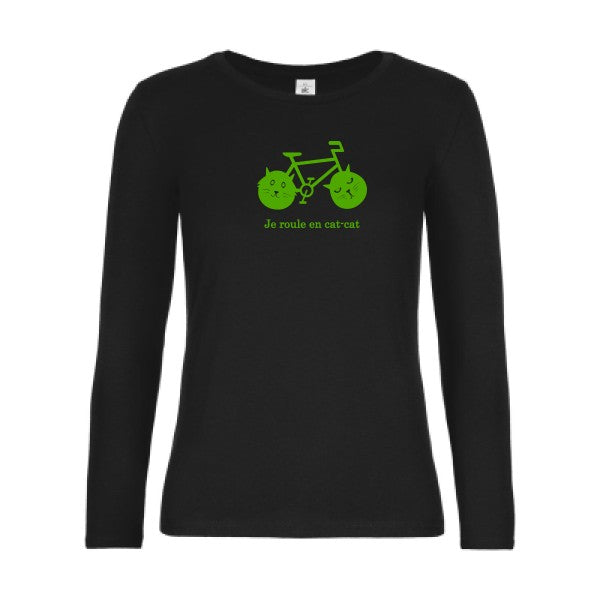 Damen-T-Shirt LSL cat-cat bike