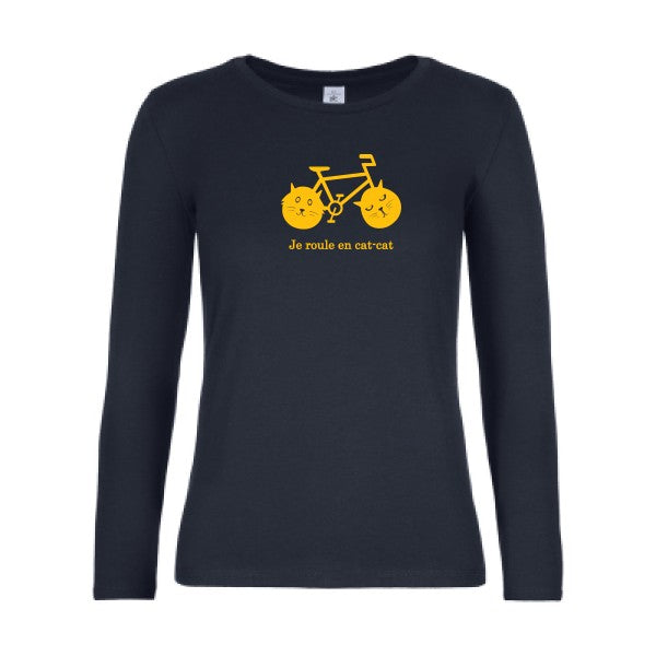 Damen-T-Shirt LSL cat-cat bike