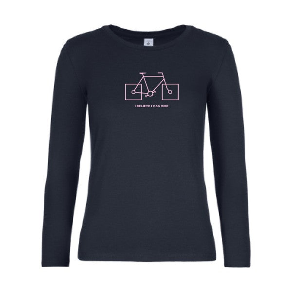 t-shirt lsl femme I-believe-I-can-ride Navy flex Rose