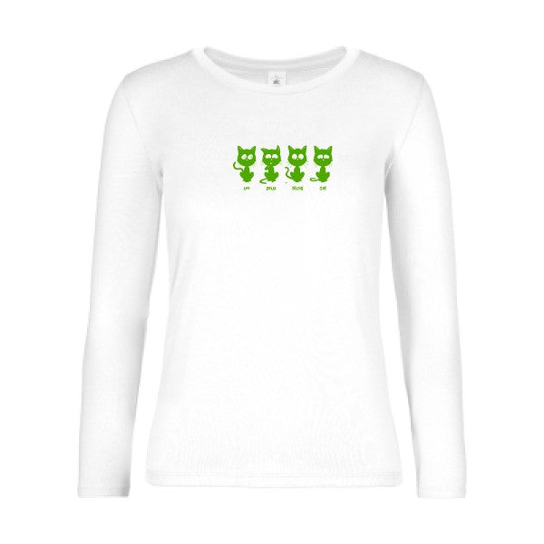 LSL Damen-T-Shirt ein zwei drei cat