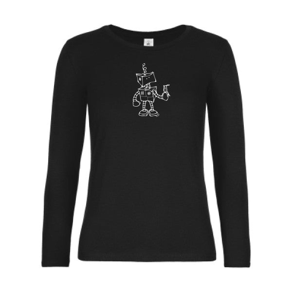 t-shirt lsl femme Robot-&-Bird Black flex blanc