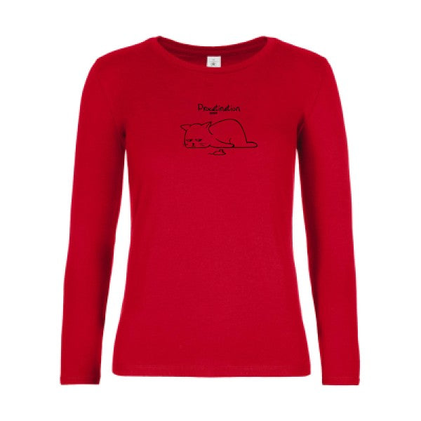 t-shirt lsl femme Procatination Red flex Noir