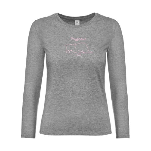 t-shirt lsl femme Procatination Sport Grey flex Rose