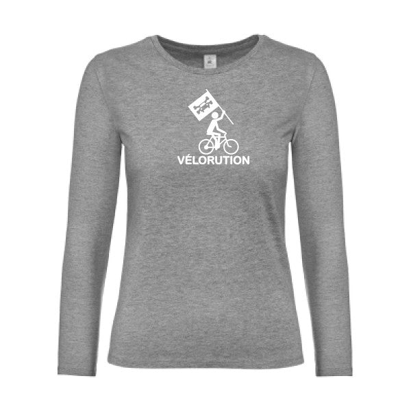 t-shirt lsl femme Velorution Sport Grey flex blanc