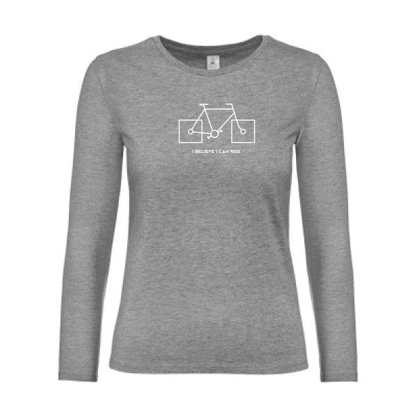 t-shirt lsl femme I-believe-I-can-ride Sport Grey flex blanc