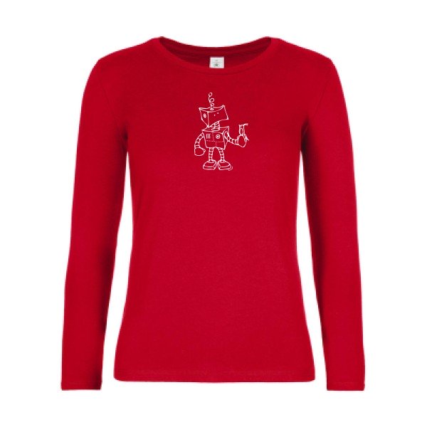 t-shirt lsl femme Robot-&-Bird Red flex blanc