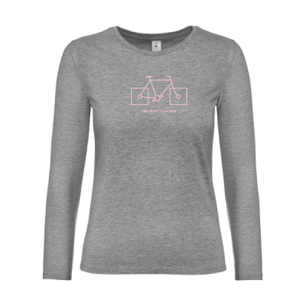 t-shirt lsl femme I-believe-I-can-ride Sport Grey flex Rose