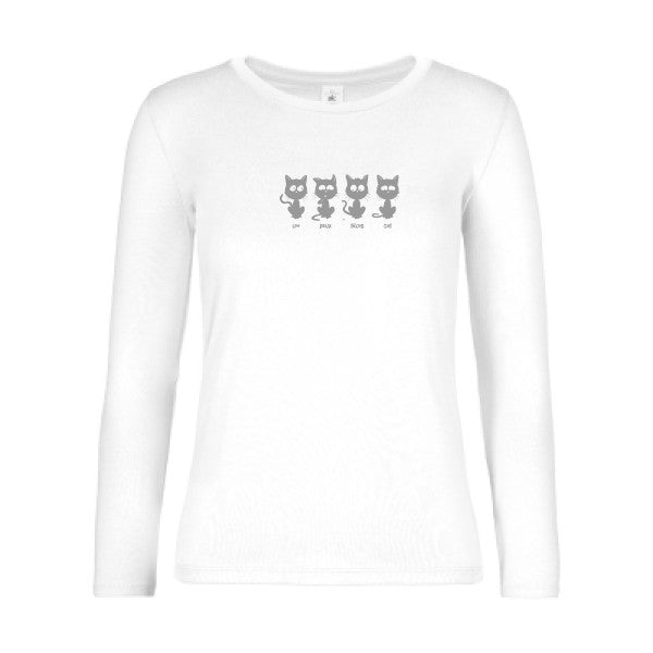 LSL Damen-T-Shirt ein zwei drei cat