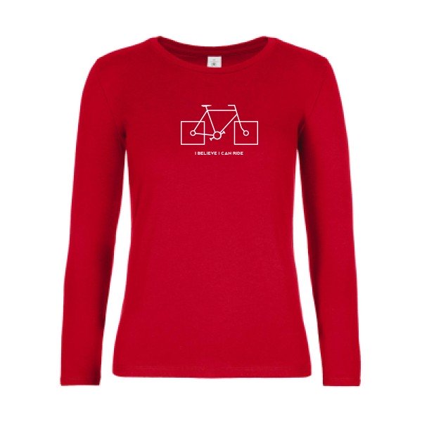 t-shirt lsl femme I-believe-I-can-ride Red flex blanc
