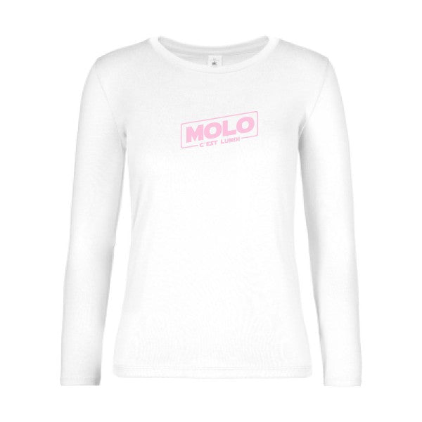 t-shirt lsl femme Molo-c-est-lundi White flex Rose
