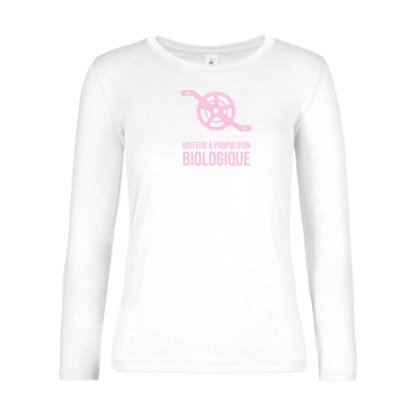 t-shirt lsl femme Cyclisme-&-ecologie White flex Rose