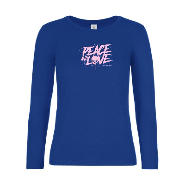 t-shirt lsl femme Peace-or-no-peace Royal Blue flex Rose