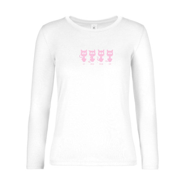 t-shirt lsl femme un-deux-trois-cat White flex Rose