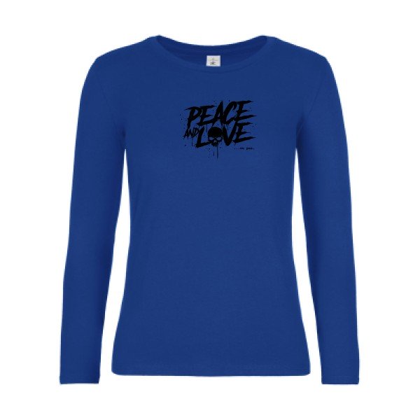 t-shirt lsl femme Peace-or-no-peace Royal Blue flex Noir