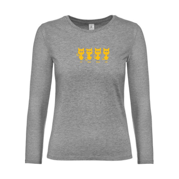LSL Damen-T-Shirt ein zwei drei cat