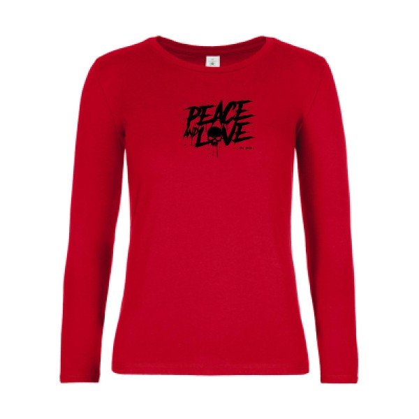 t-shirt lsl femme Peace-or-no-peace Red flex Noir