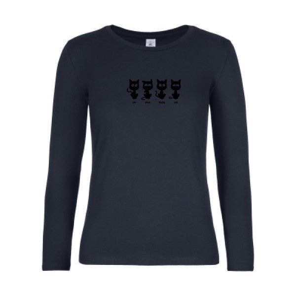 t-shirt lsl femme un-deux-trois-cat Navy flex Noir