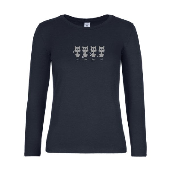 LSL Damen-T-Shirt ein zwei drei cat