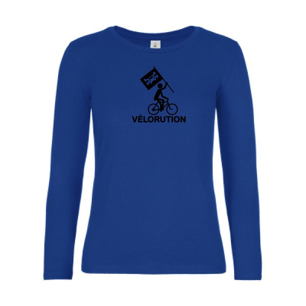 t-shirt lsl femme Velorution Royal Blue flex Noir