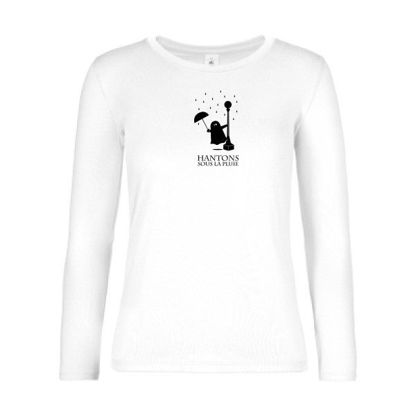t-shirt lsl femme Hantons-sous-la-pluie White flex Noir