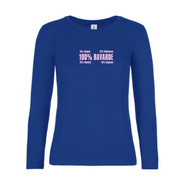 t-shirt lsl femme t-shirt-Bavarde Royal Blue flex Rose