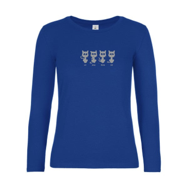 LSL Damen-T-Shirt ein zwei drei cat