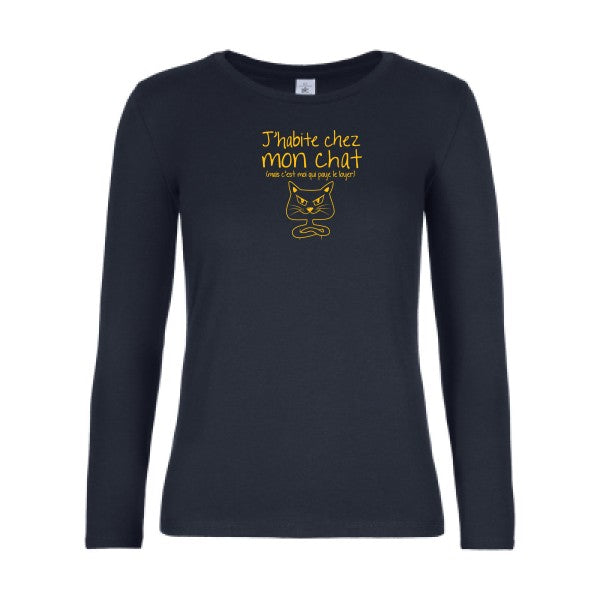 LSL Damen-T-Shirt „Ich wohne bei meiner Katze“