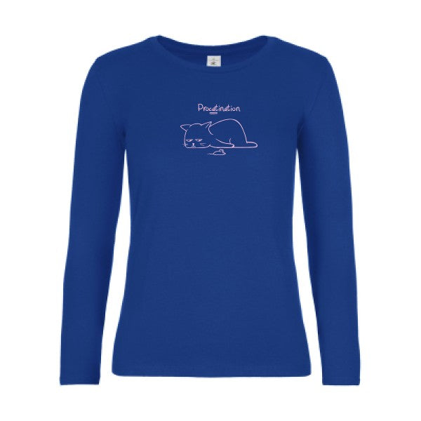 t-shirt lsl femme Procatination Royal Blue flex Rose