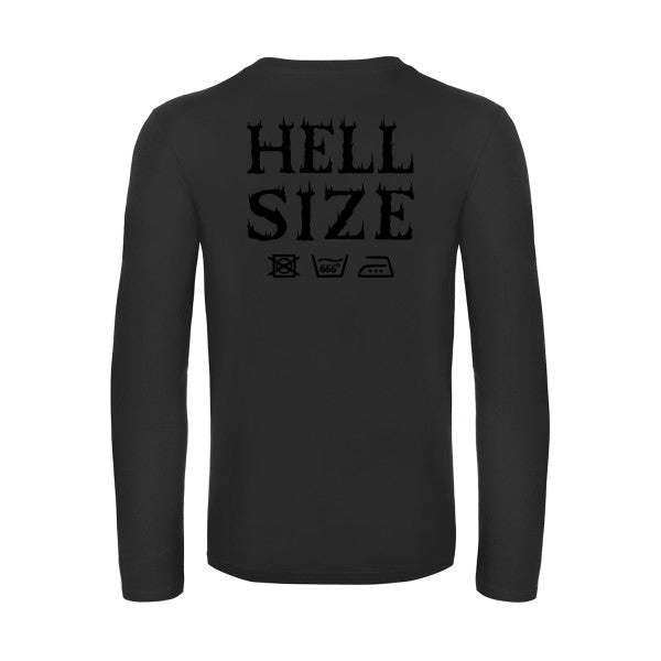 hell size  - t shirt- manches- longues- original- humour- Black impression Dos