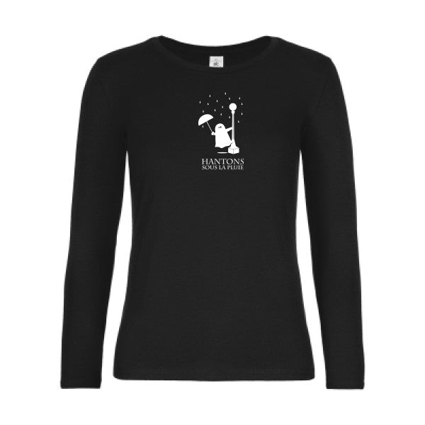 t-shirt lsl femme Hantons-sous-la-pluie Black flex blanc