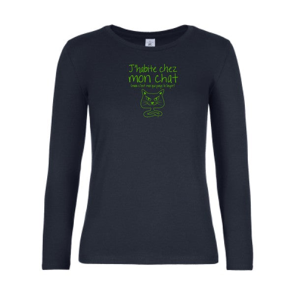 LSL Damen-T-Shirt „Ich wohne bei meiner Katze“
