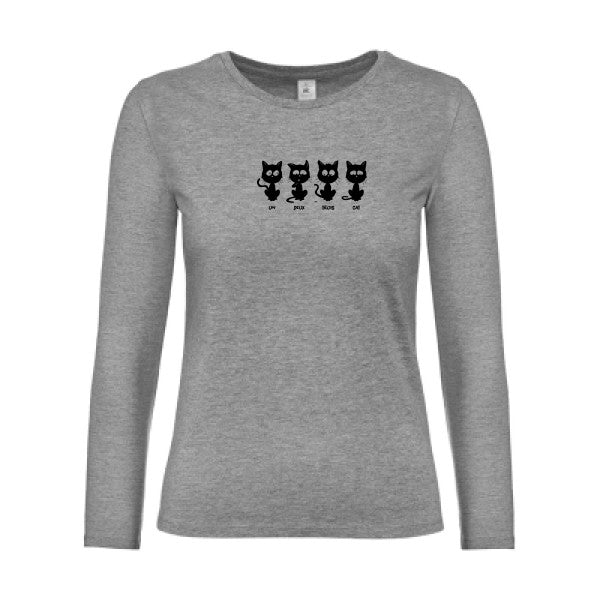 t-shirt lsl femme un-deux-trois-cat Sport Grey flex Noir