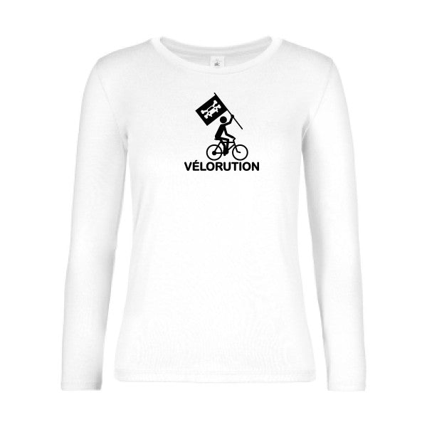 t-shirt lsl femme Velorution White flex Noir
