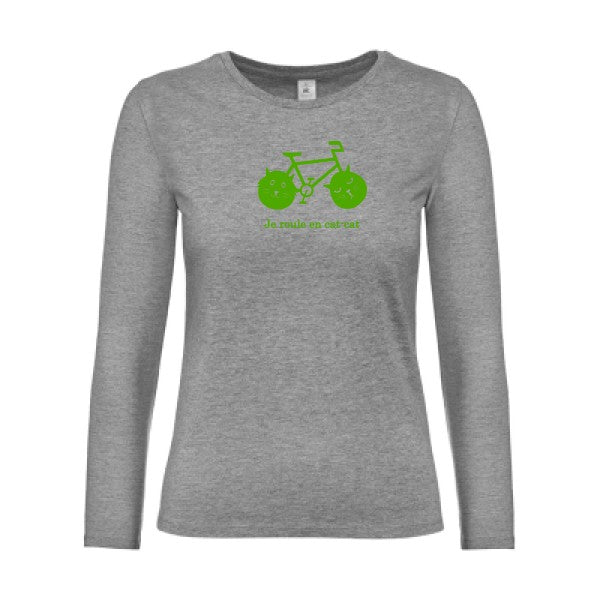 Damen-T-Shirt LSL cat-cat bike