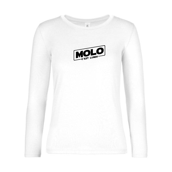 t-shirt lsl femme Molo-c-est-lundi White flex Noir