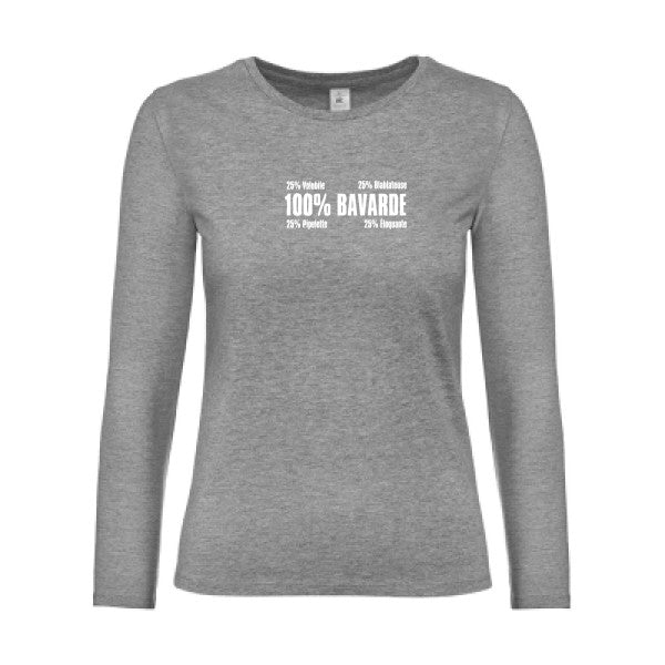 t-shirt lsl femme t-shirt-Bavarde Sport Grey flex blanc