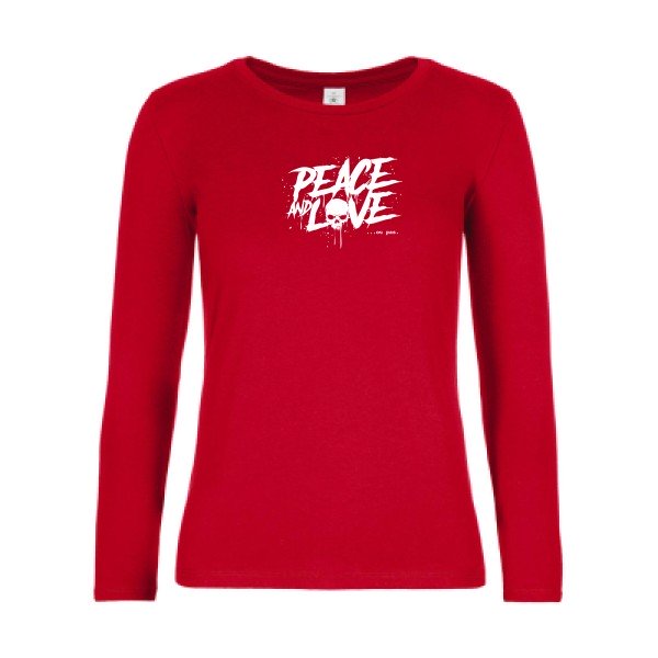 t-shirt lsl femme Peace-or-no-peace Red flex blanc