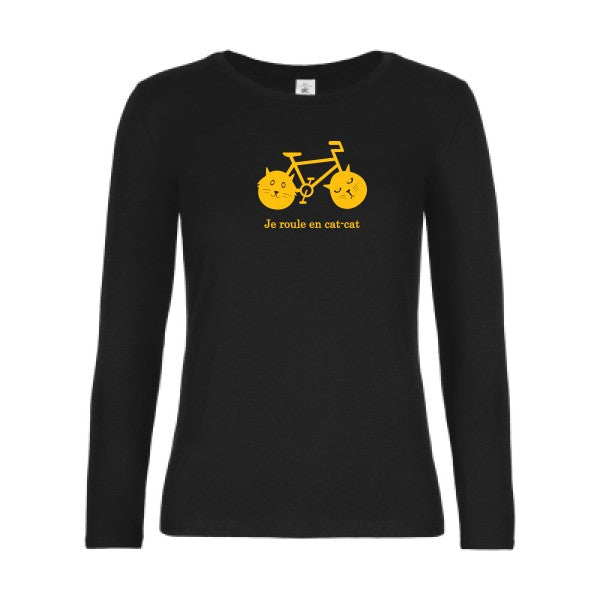 Damen-T-Shirt LSL cat-cat bike