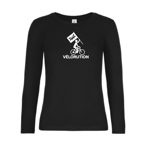 t-shirt lsl femme Velorution Black flex blanc