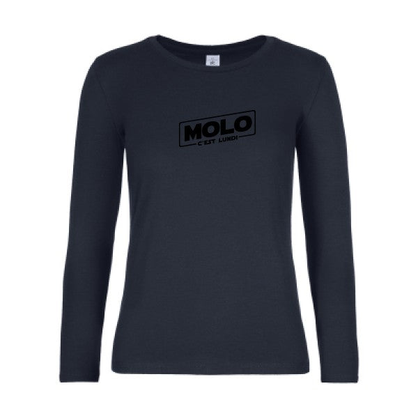 t-shirt lsl femme Molo-c-est-lundi Navy flex Noir