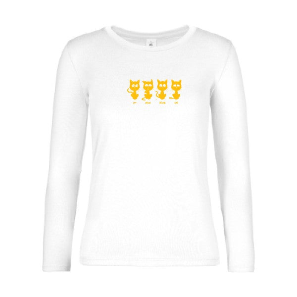 LSL Damen-T-Shirt ein zwei drei cat