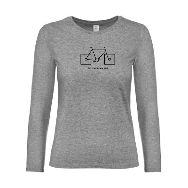 t-shirt lsl femme I-believe-I-can-ride Sport Grey flex Noir