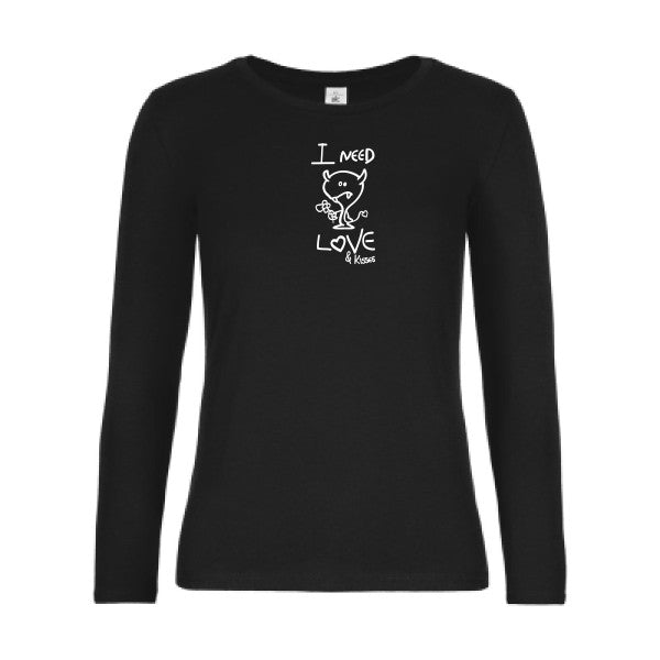 t-shirt lsl femme LOVER Black flex blanc